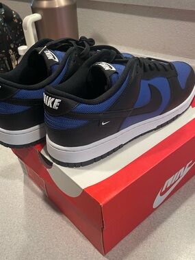 Nike Dunk Low Black and Royal Blue